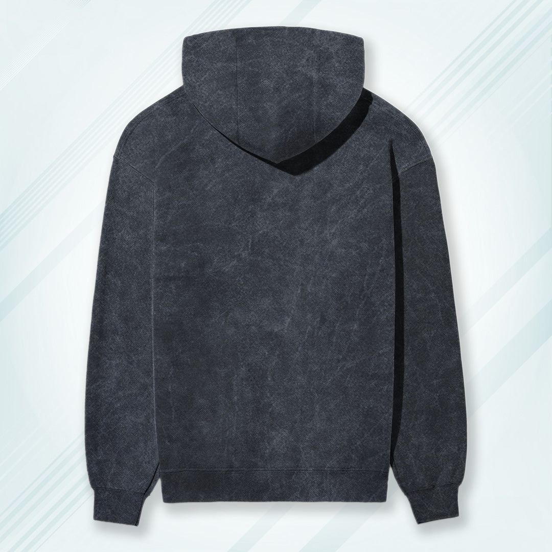 Navy Blue Acid Wash Hooded Sweatshirt | Hoodies