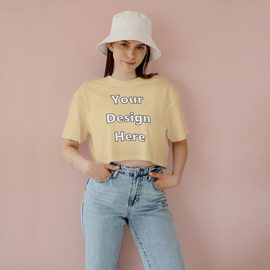 Beige Customized Regular Fit Crop Top Front Design | Women
