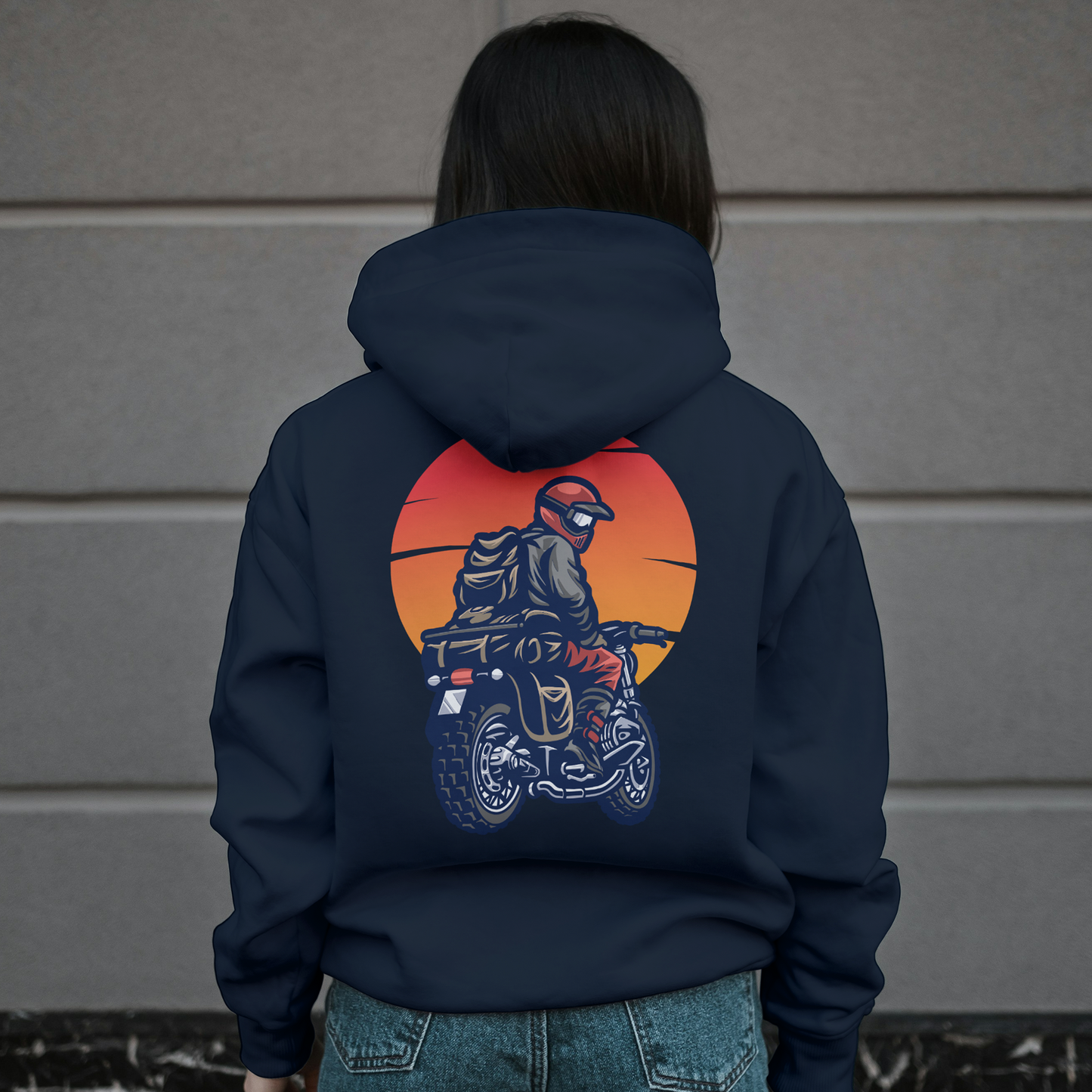 Navy Hoodie Sweatshirt | Bike Rider Unisex