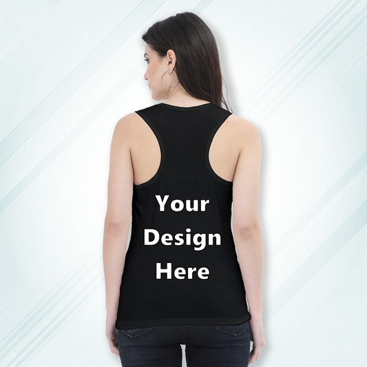 Black Customized Regular Fit Tank Top Back Design | Women
