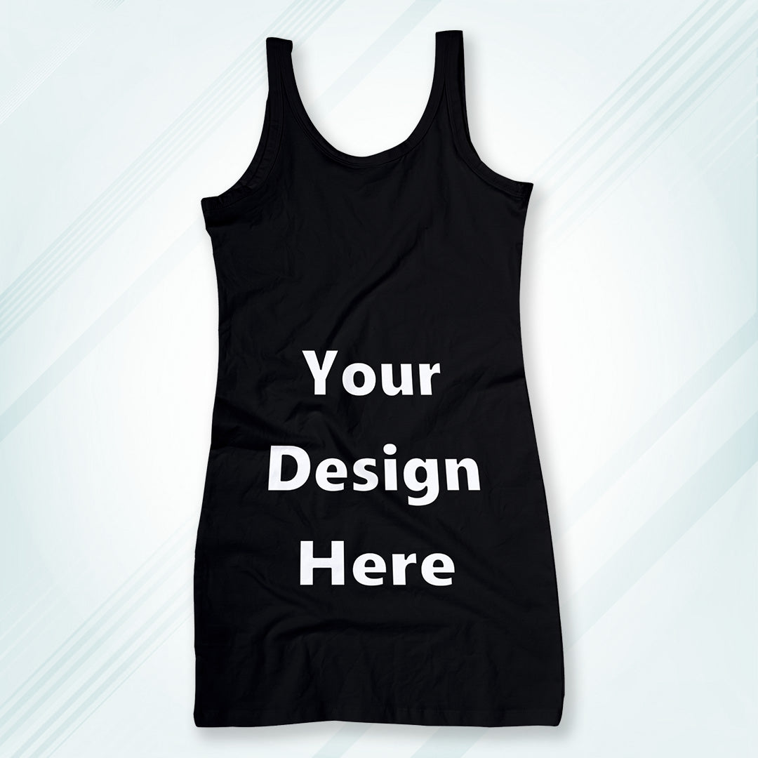 Black Customized Regular Fit Tank Top Front Design | Women