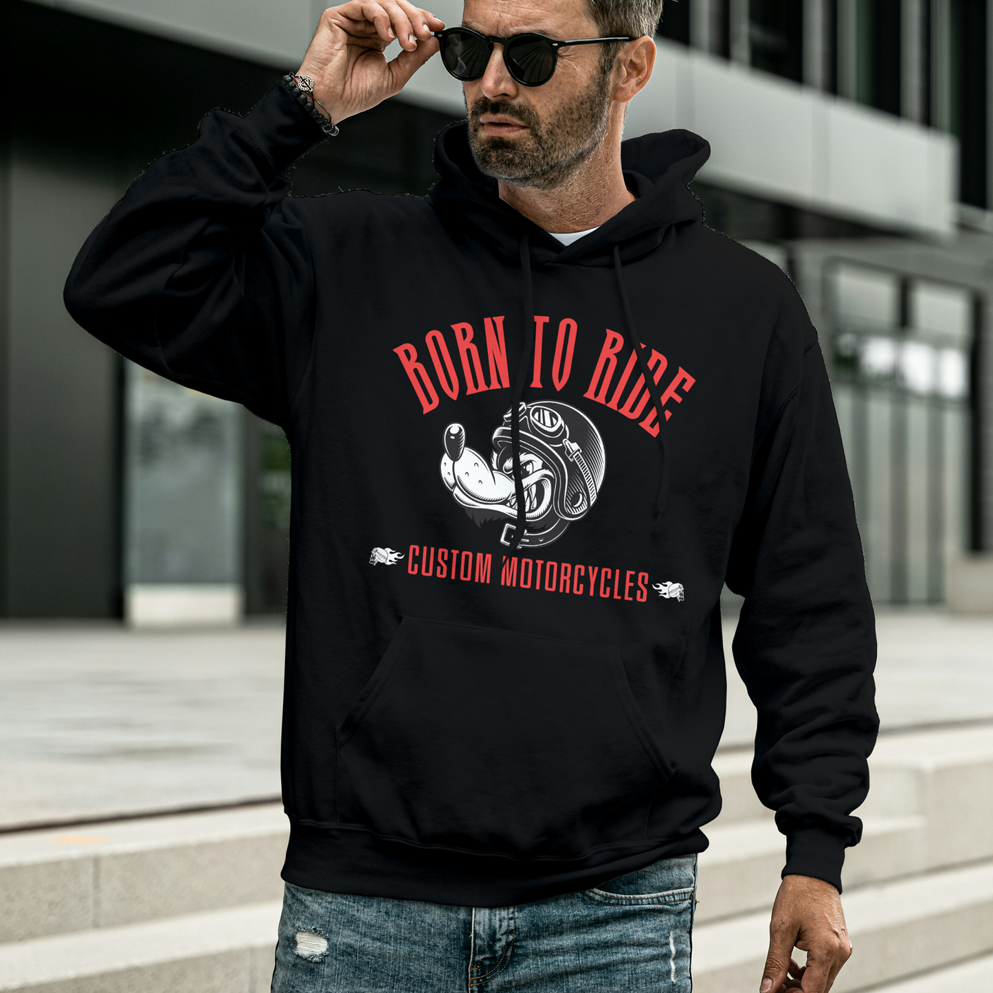 Black Hoodie Sweatshirt | Born to Ride Unisex