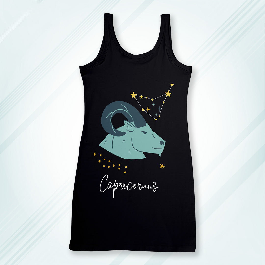 Black Regular Fit Tank Top Capricorn Horoscope | Women