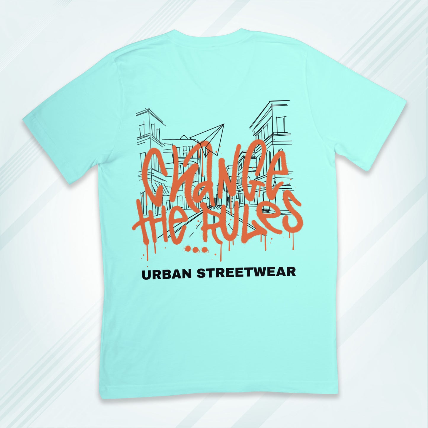 Mint Round Neck Oversized Cotton Printed T-shirt Change the Rules Urban Streetwear Unisex