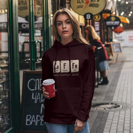 Maroon Hoodie Sweatshirt | Coffee Makes Perfect Sense Unisex