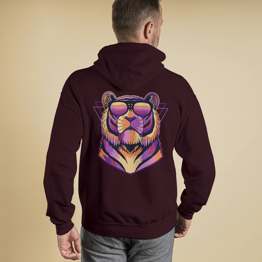 Maroon Hoodie Sweatshirt | Colorful Tiger Unisex