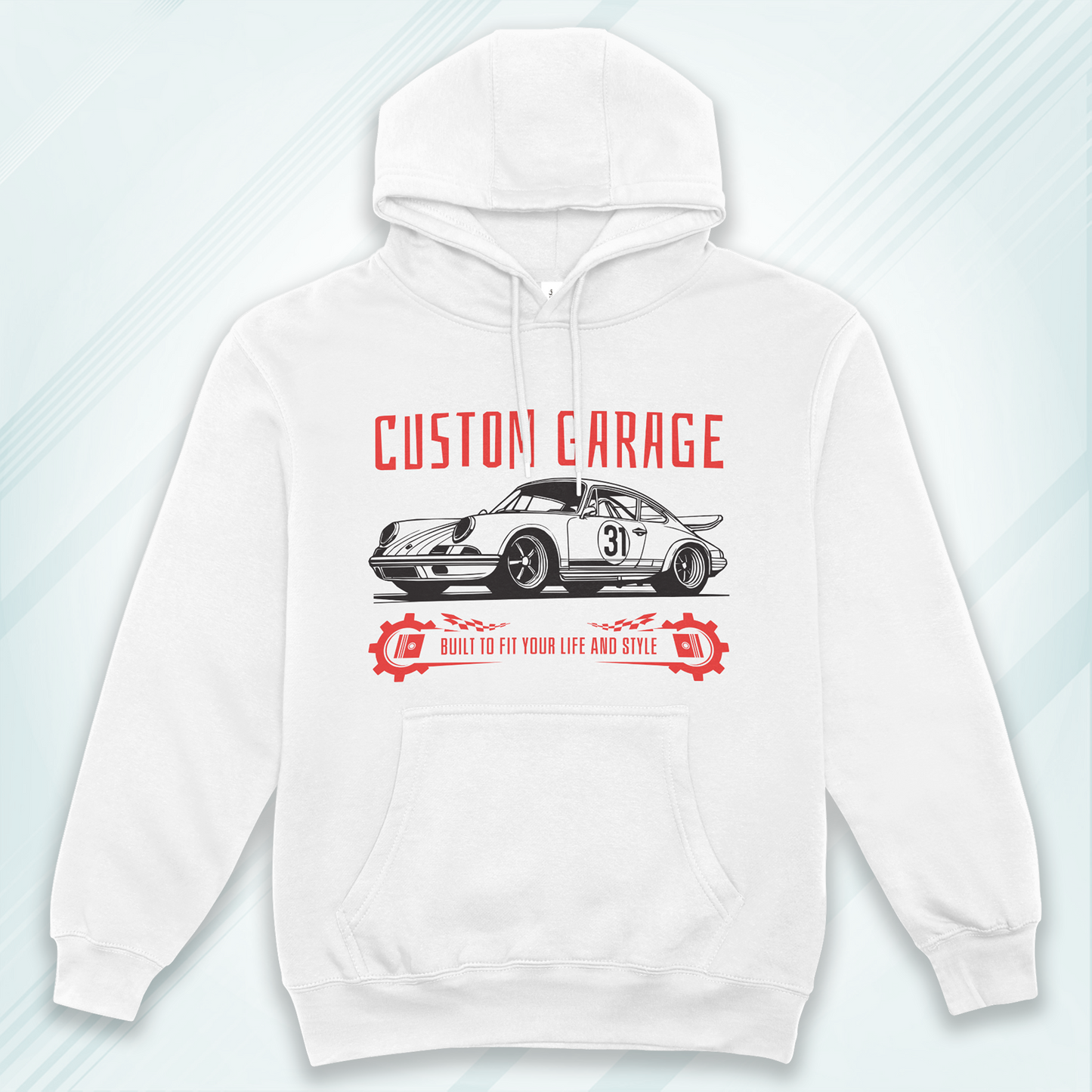 White Hoodie Sweatshirt | Custom Garage Unisex