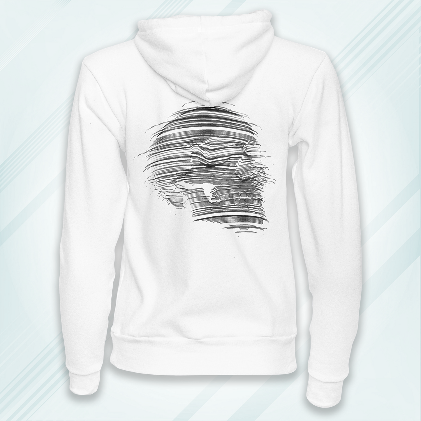 White Hoodie Sweatshirt | Distort Skull Unisex