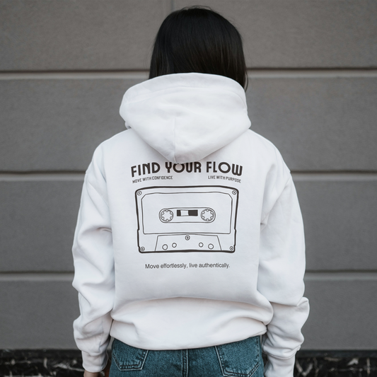 White Hoodie Sweatshirt | Find your Flow Unisex