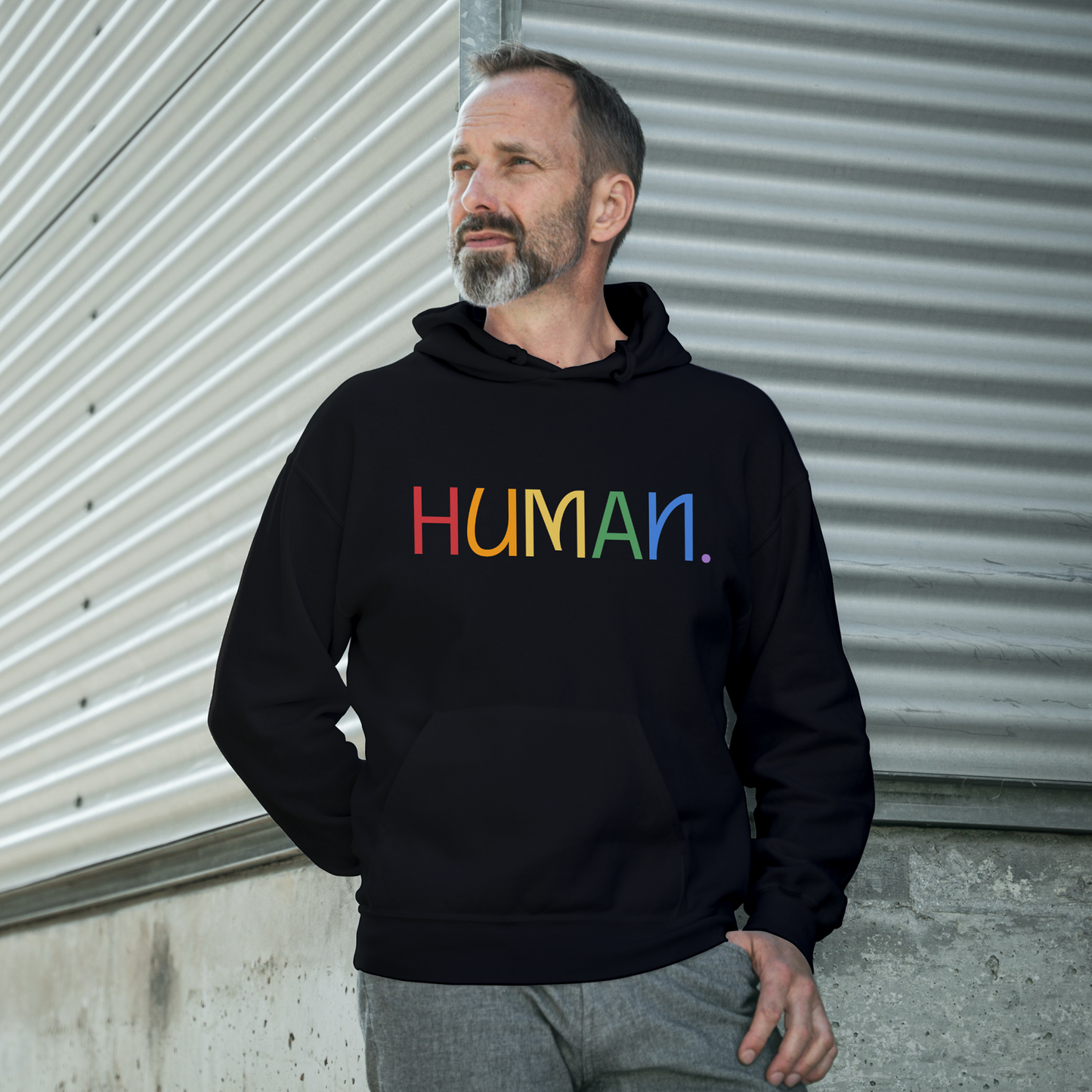 Black Hoodie Sweatshirt | Human Unisex