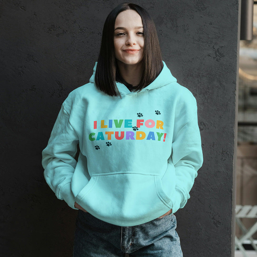 Mint Hoodie Sweatshirt | I Live For Caturday Unisex