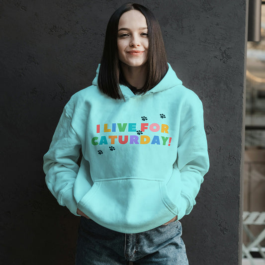Mint Hoodie Sweatshirt | I Live For Caturday Unisex