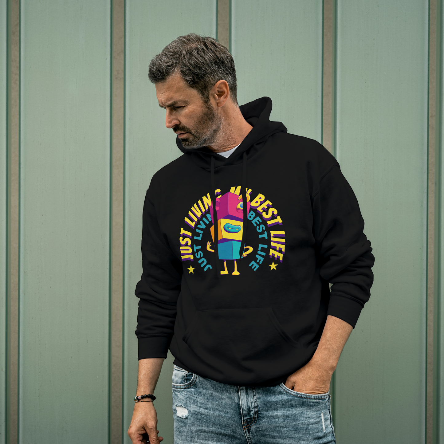 Black Hoodie Sweatshirt | Just Living My Best Life Unisex