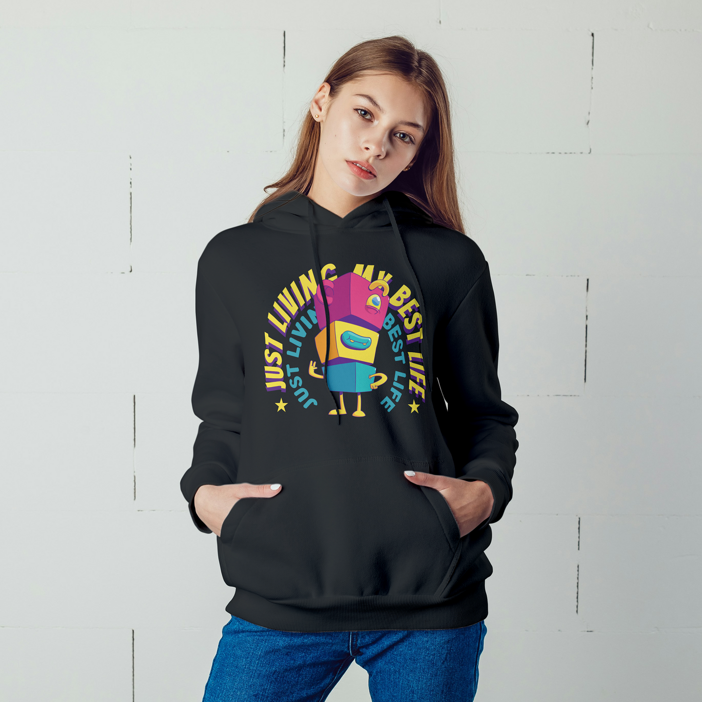 Black Hoodie Sweatshirt | Just Living My Best Life Unisex