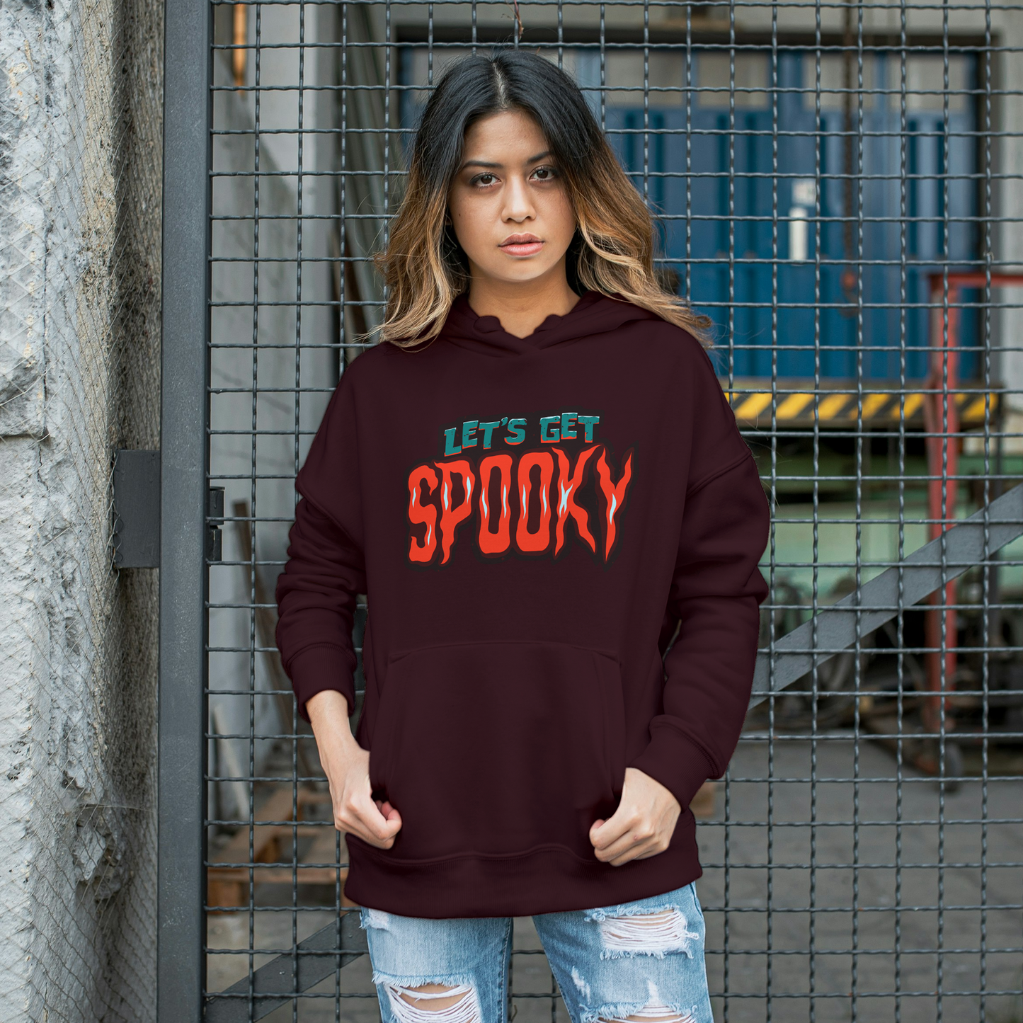 Maroon Hoodie Sweatshirt | Lets Get Spooky Unisex