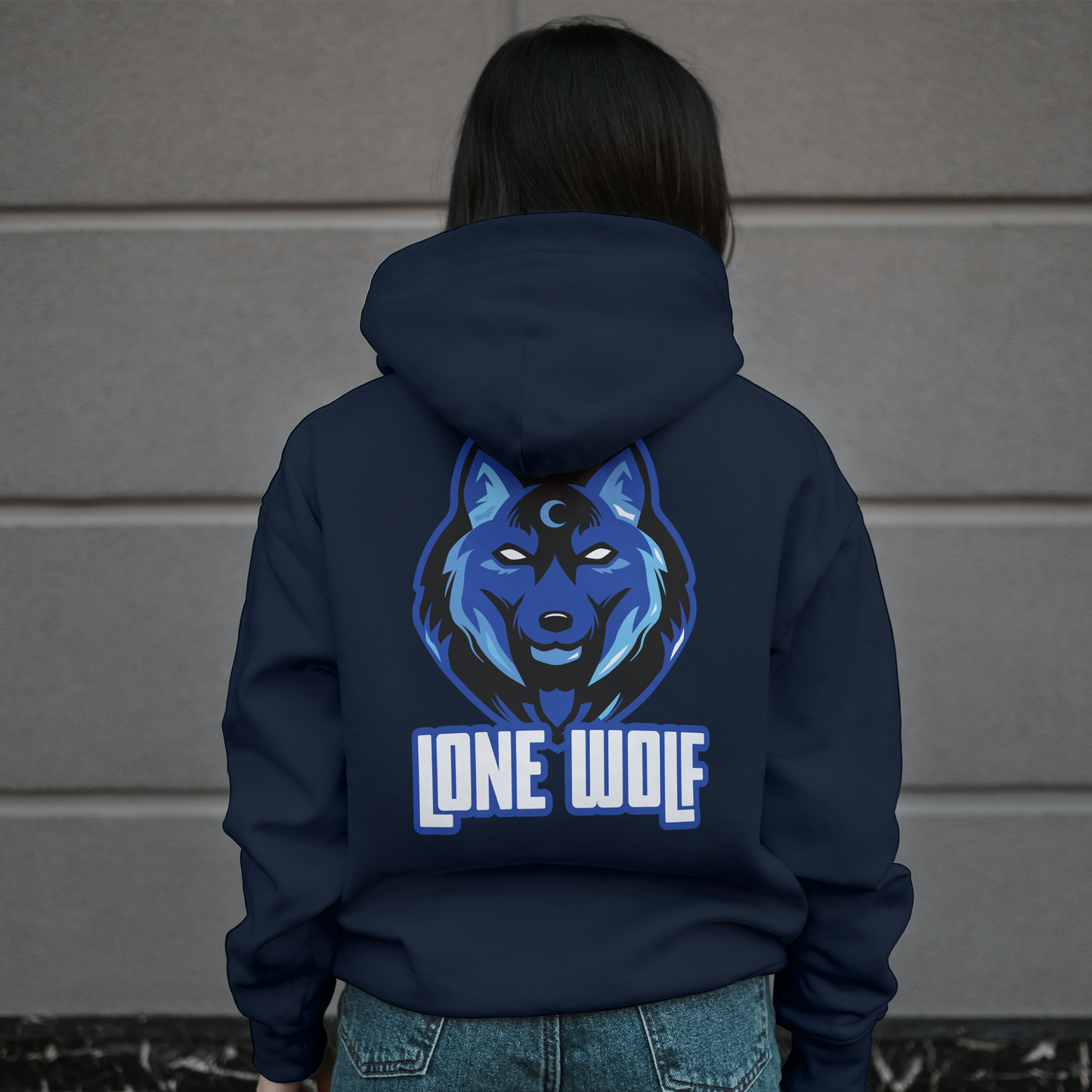 Navy Hoodie Sweatshirt | Lone Wolf Unisex