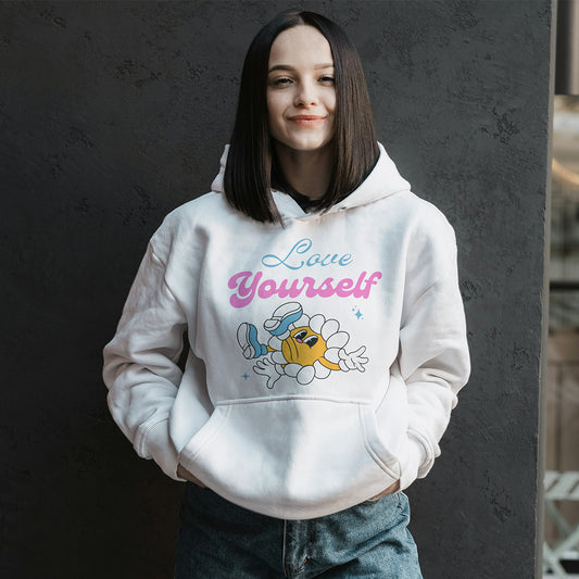 White Hoodie Sweatshirt | Love Yourself Unisex