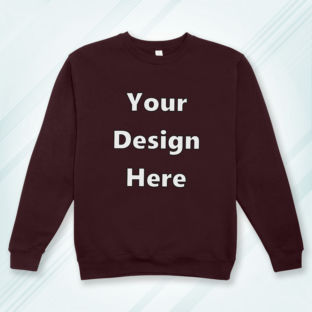 Maroon Front Customized Cotton Solid Sweatshirt | Unisex