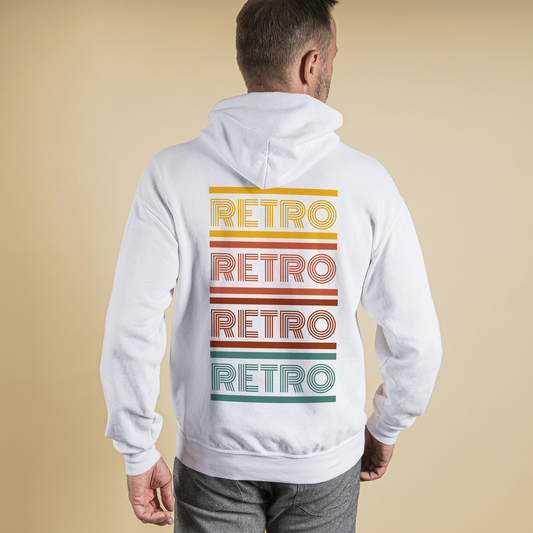 White Hoodie Sweatshirt | Multicolor Retro Unisex