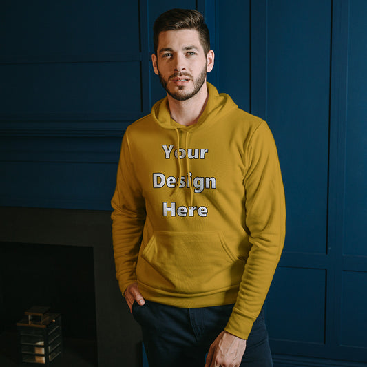 Mustard Yellow Front Customized Hoodie Sweatshirt | Unisex