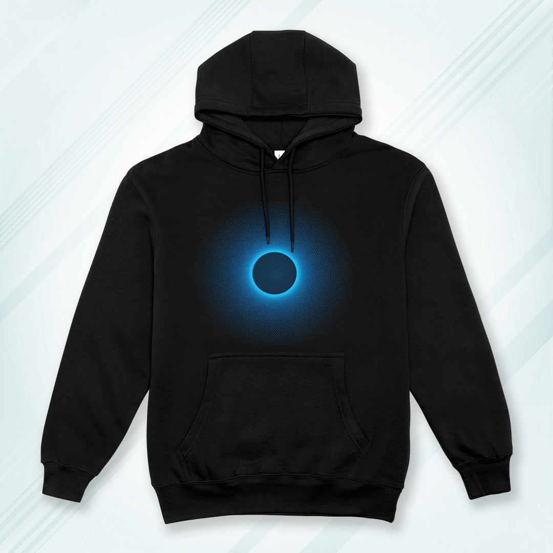 Black Hoodie Sweatshirt | Neon Blue Spirograph Unisex