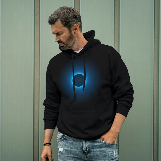 Black Hoodie Sweatshirt | Neon Blue Spirograph Unisex