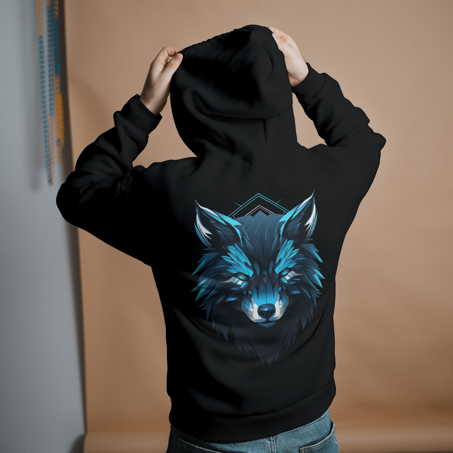 Black Hoodie Sweatshirt | Neon Wolf Unisex