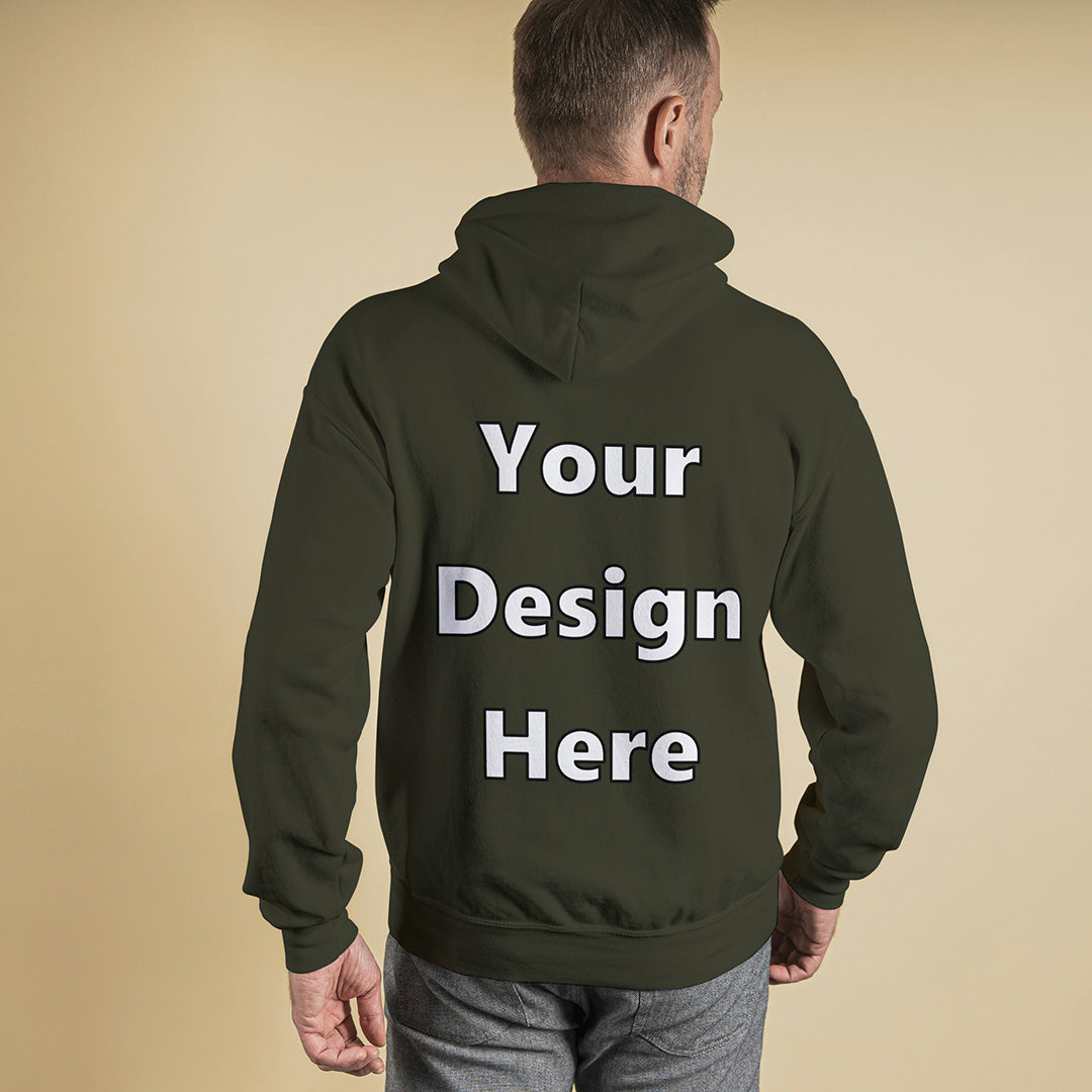 Olive Green Back Customized Hoodie Sweatshirt | Unisex