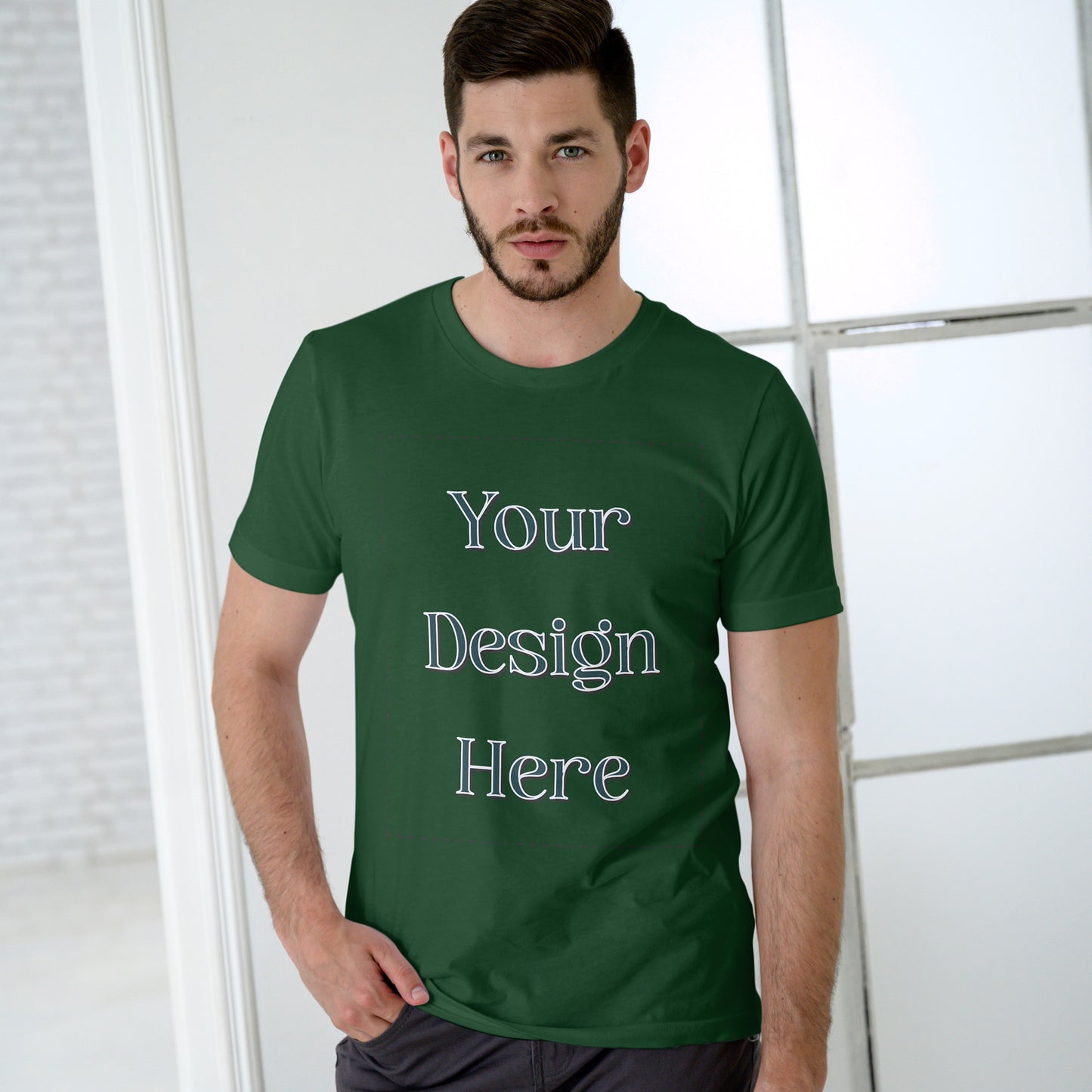 Bottle Green Round Neck Oversized Cotton Front Customized Design | Unisex