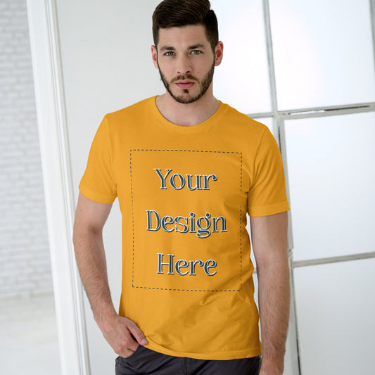 Golden Yellow Round Neck Oversized Cotton Front Customized Design | Unisex
