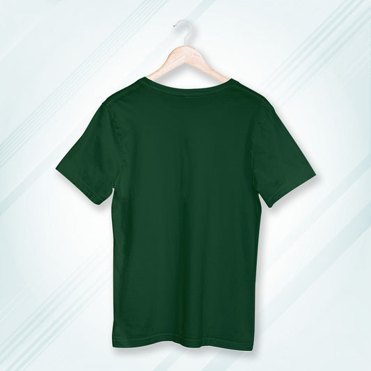 Bottle Green Round Neck Oversized Cotton Solid T-Shirt