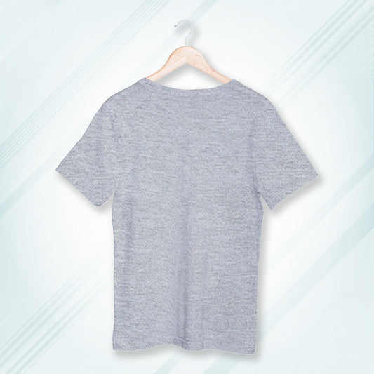 Grey Melange Round Neck Oversized Cotton Solid T-shirt