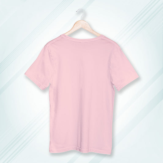 Light Pink Round Neck Oversized Cotton Solid T-shirt