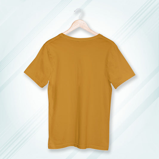 Mustard Yellow Round Neck Oversized Cotton Solid T-shirt