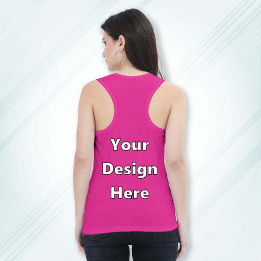 Pink Customized Regular Fit Tank Top Front Design | Women