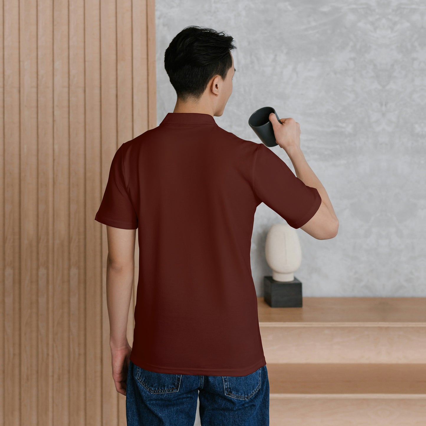 Brick Red Men's Solid Regular Fit Polo