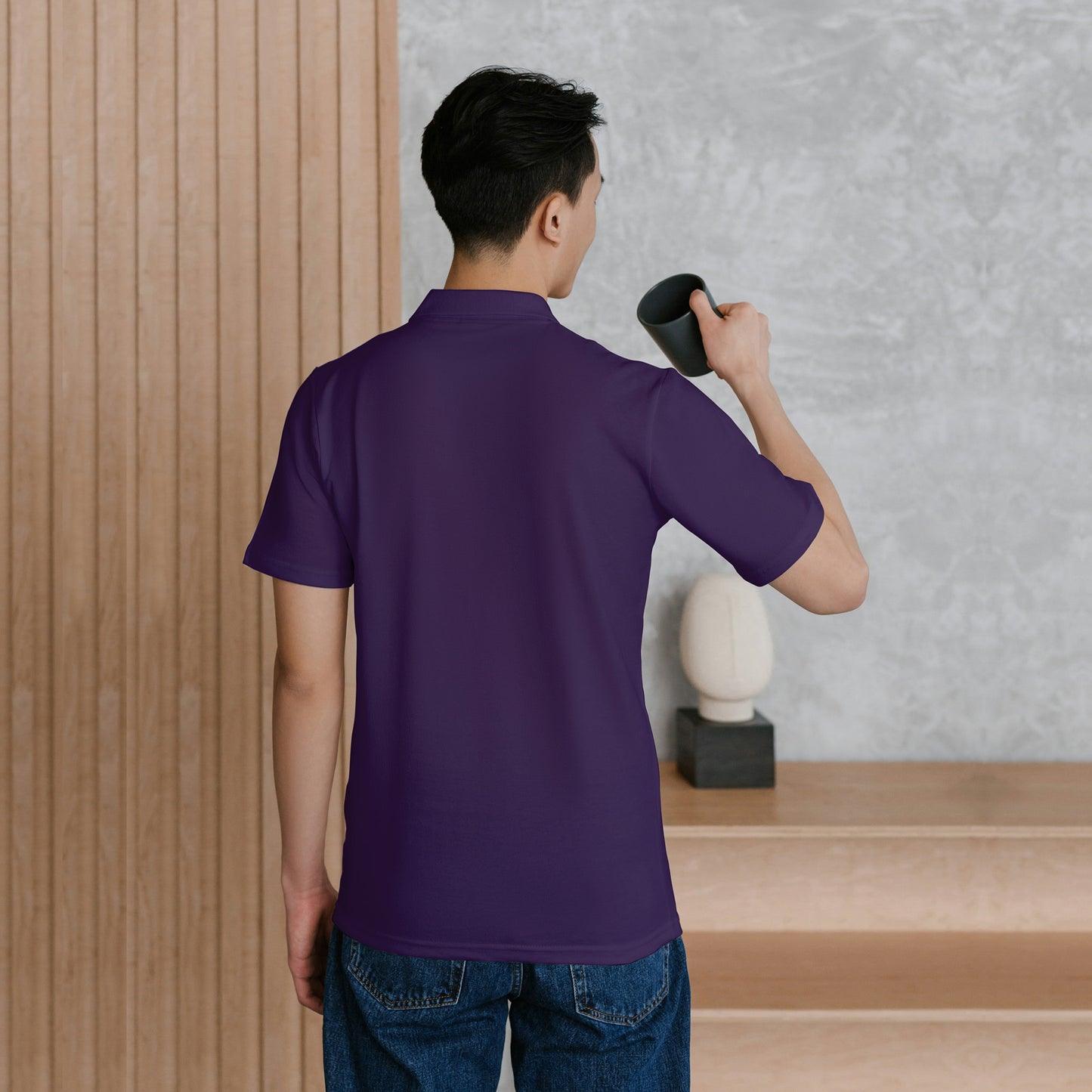 Purple Men's Solid Regular Fit Polo