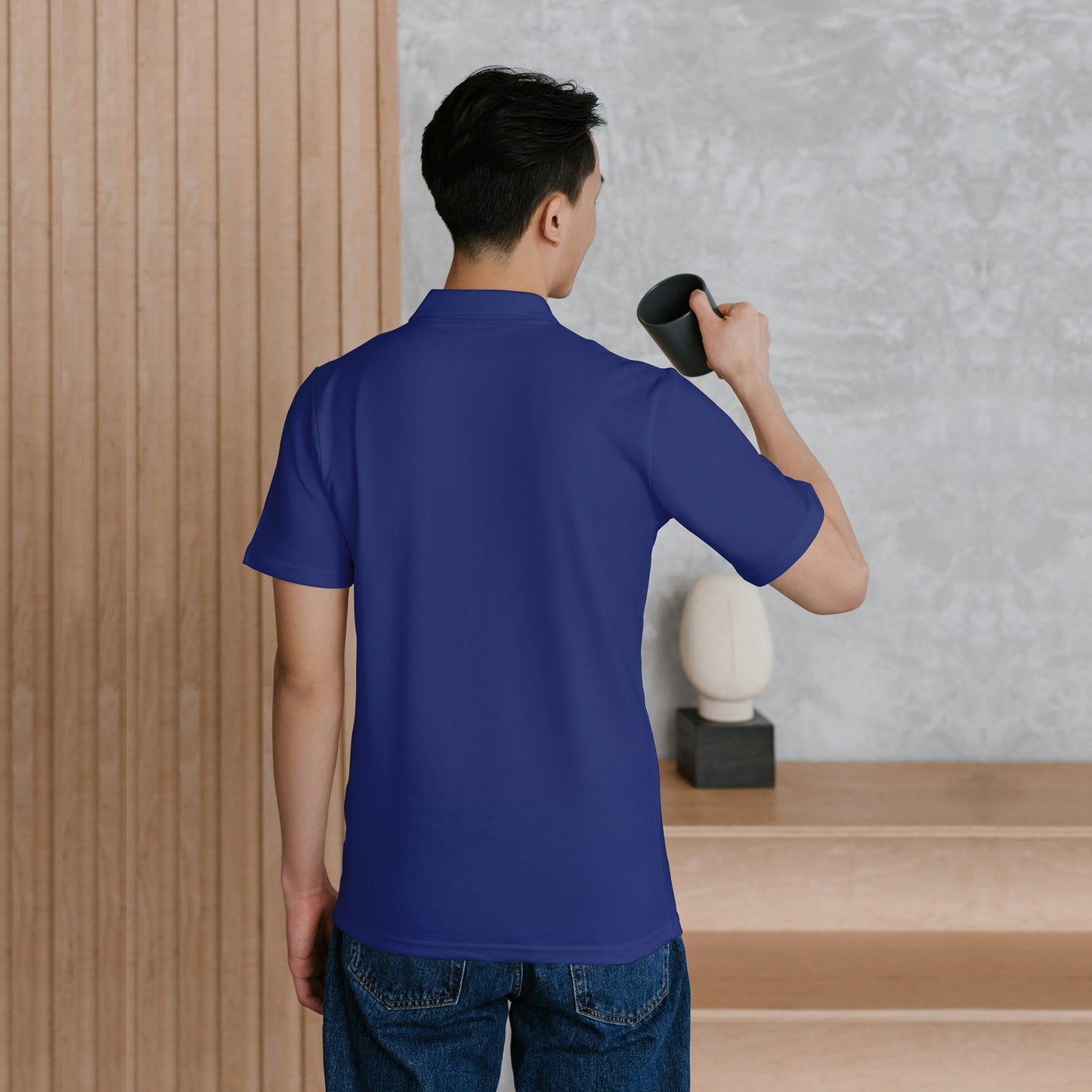 Royal Blue Men's Solid Regular Fit Polo