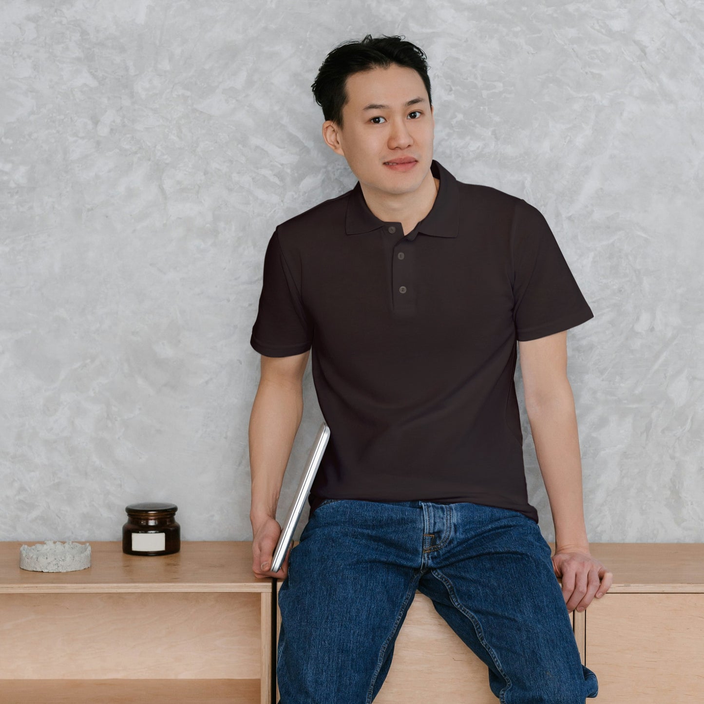 Coffee Brown Men's Solid Regular Fit Polo