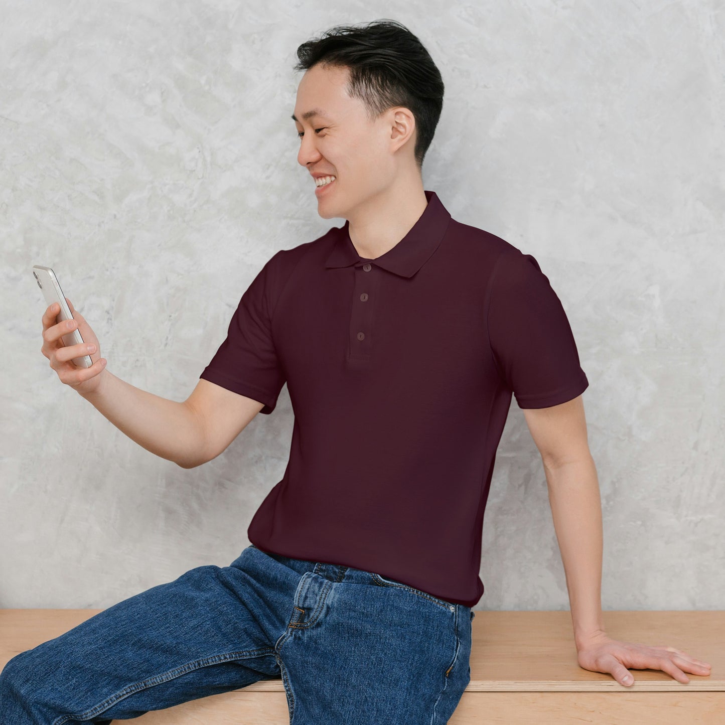 Maroon Men's Solid Regular Fit Polo
