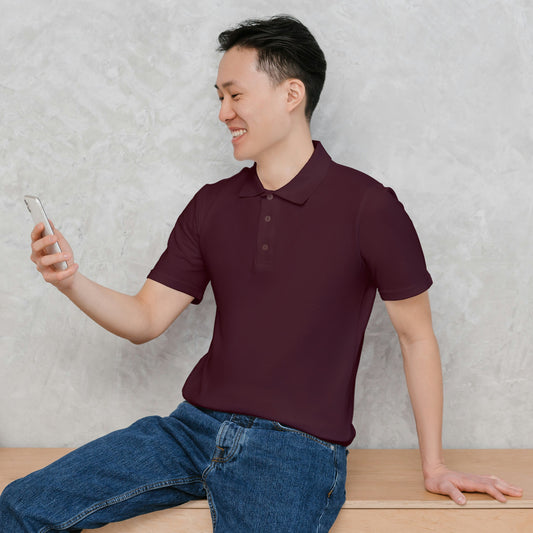 Maroon Men's Solid Regular Fit Polo