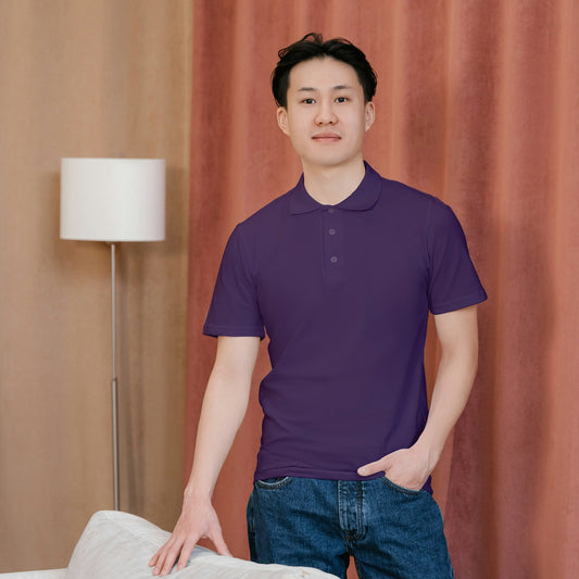 Purple Men's Solid Regular Fit Polo