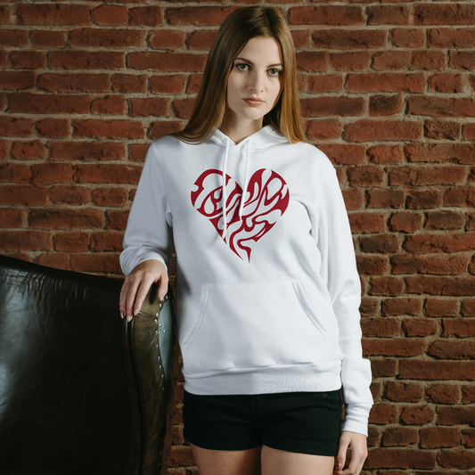 White Hoodie Sweatshirt | Red Heart Unisex
