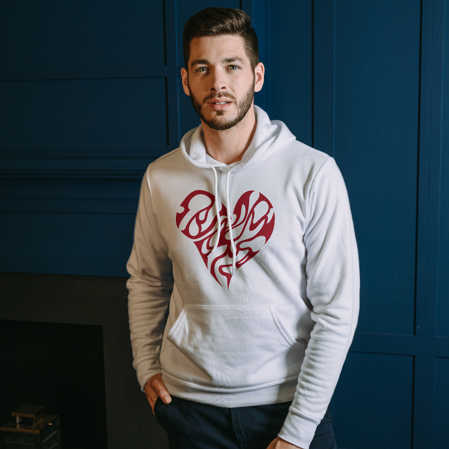 White Hoodie Sweatshirt | Red Heart Unisex
