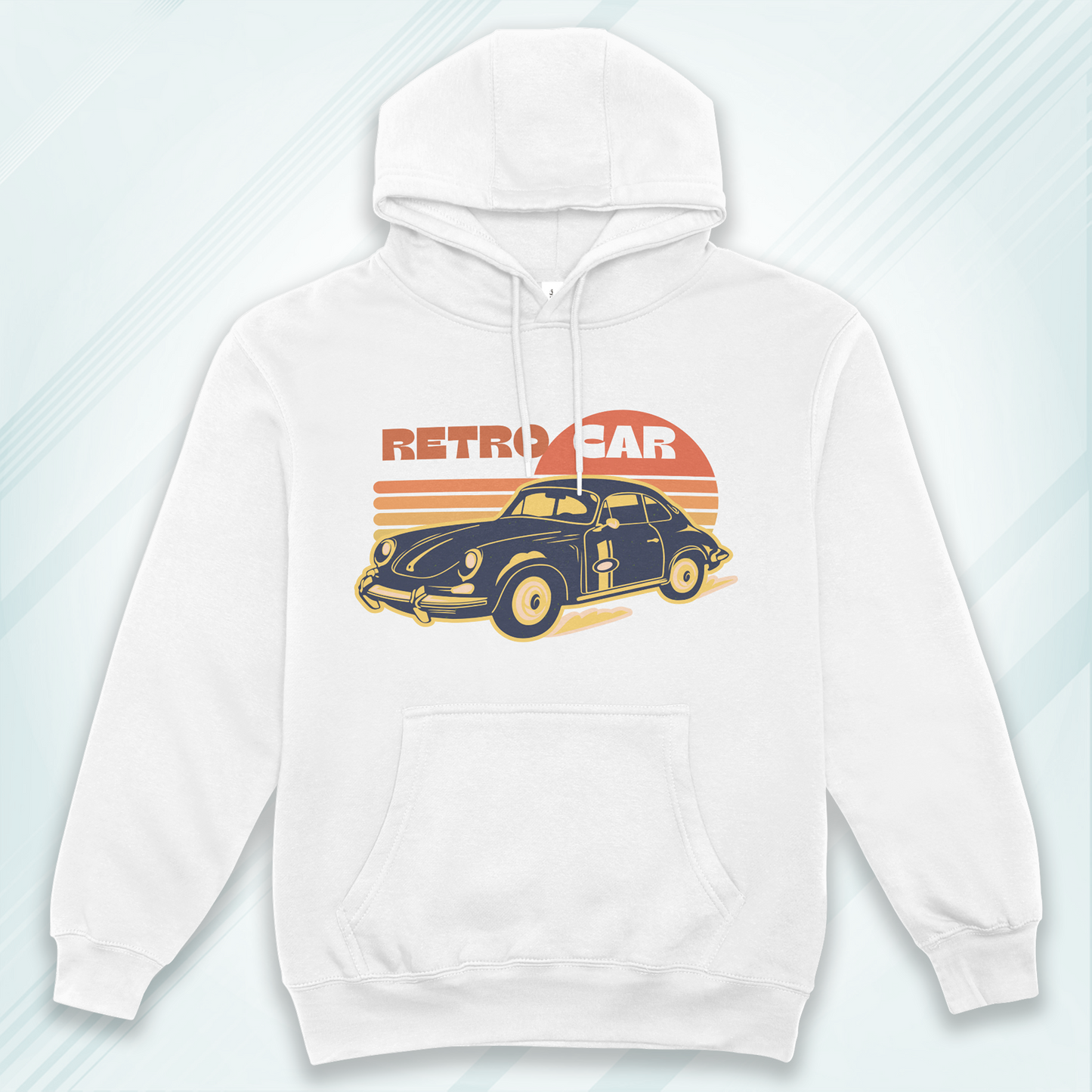 White Hoodie Sweatshirt | Retro Car Unisex