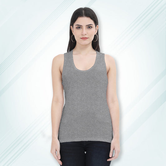 Charcoal Melange Regular Fit Tank Top | Women