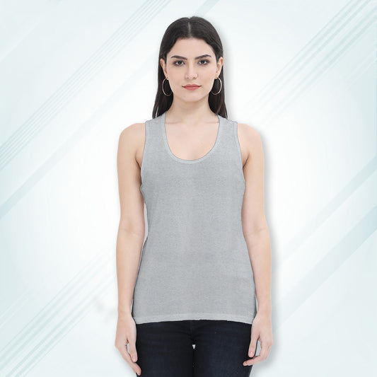 Grey Melange Regular Fit Tank Top | Women