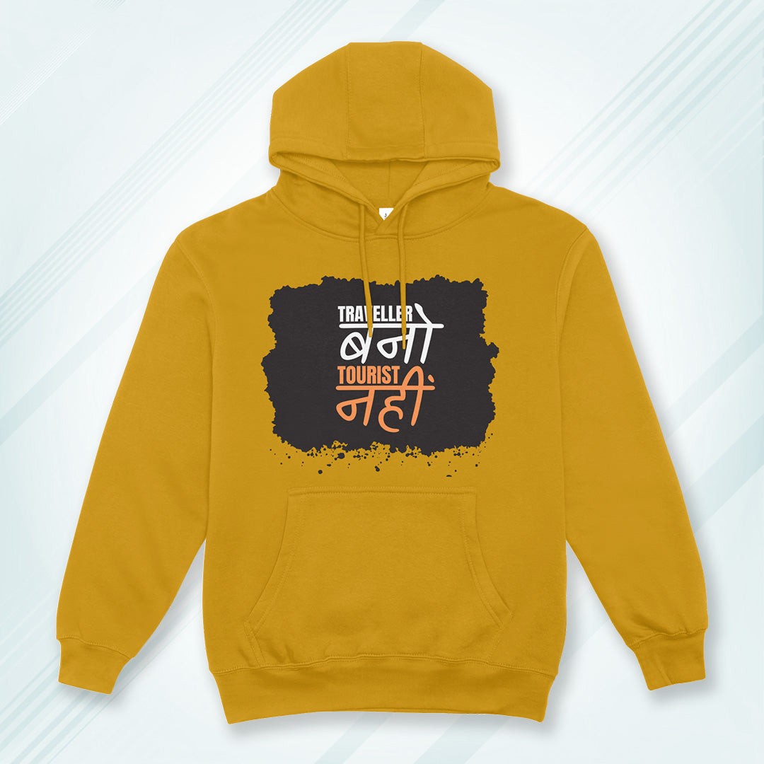 Mustard Yellow Hoodie Sweatshirt | Traveller Bano Tourist Nahi Unisex