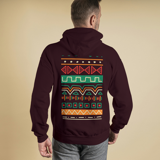 Maroon Hoodie Sweatshirt | African Art Tile Unisex