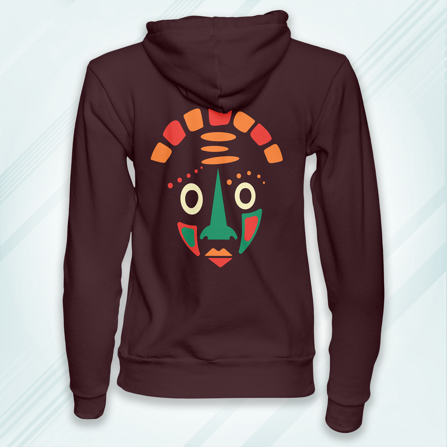 Maroon Hoodie Sweatshirt | African Tribal Mask Unisex